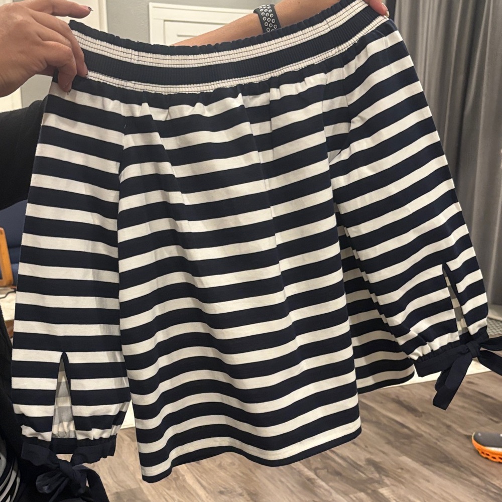 J. Crew Navy and White Striped A-Line Skirt - Picture 1 of 1